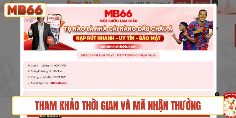Tham khảo thời gian và mã nhận thưởng tại nhà cái MB66