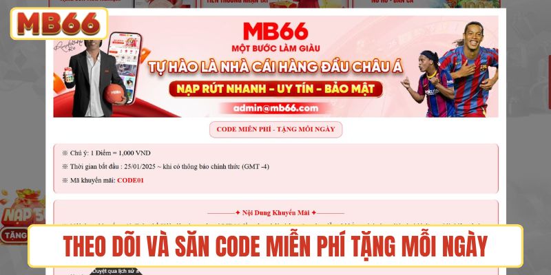Theo dõi và săn code miễn phí tặng mỗi ngày tại MB66