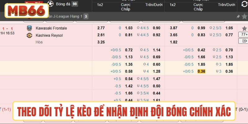 Theo dõi tỷ lệ kèo để nhận định đội bóng chính xác