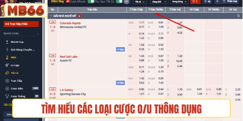 Tìm hiểu các loại cược O/U thông dụng