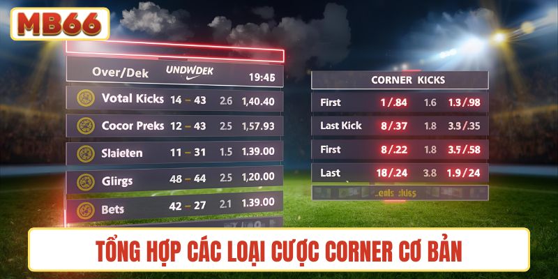 Tổng hợp các loại cược corner cơ bản